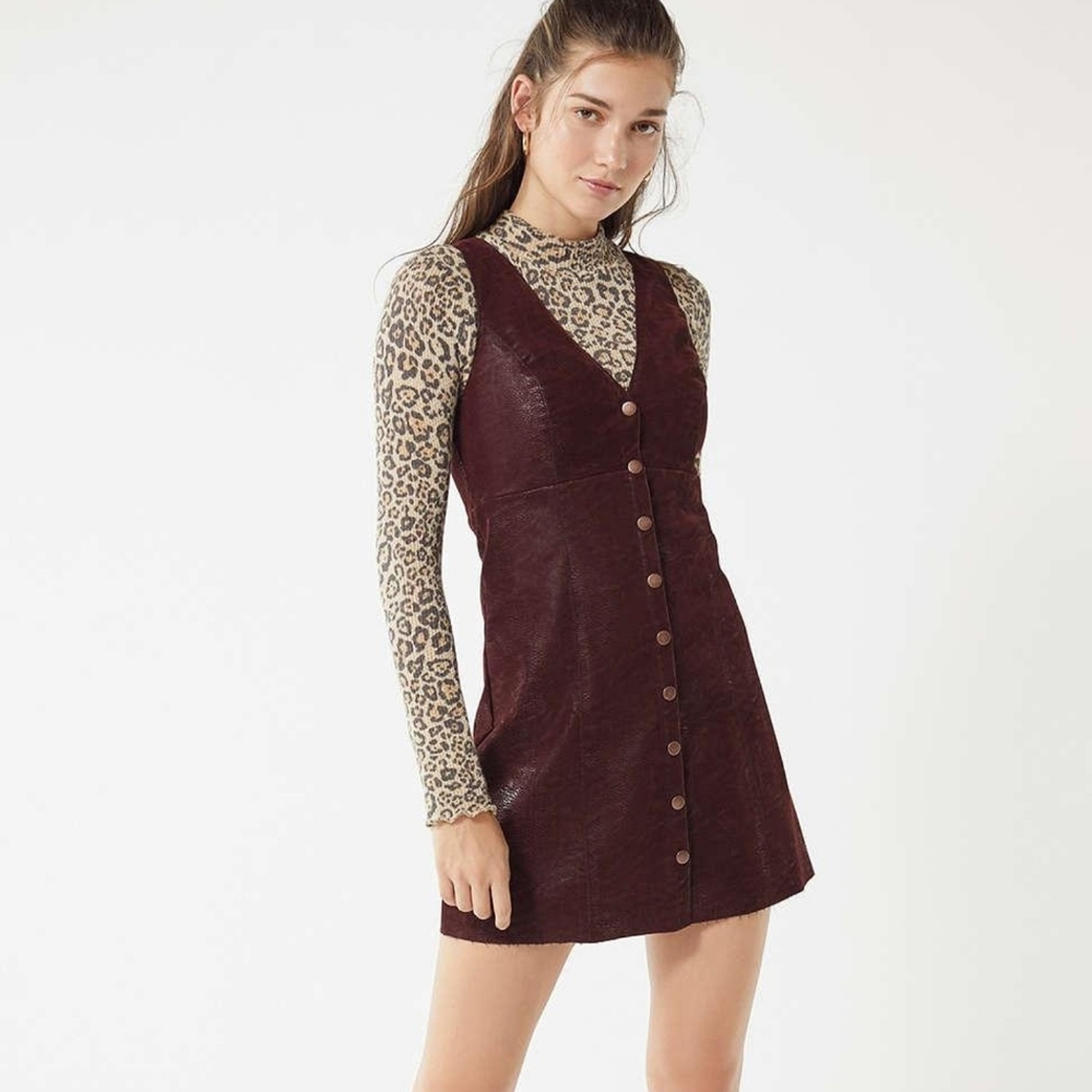 Uo Sunshine Faux Leather Button-front